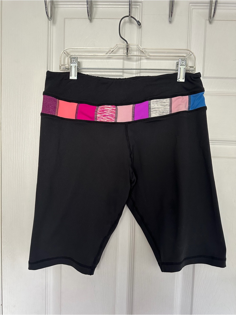 Lululemon Athletica Black Biker Shorts with Rainbow Waist Detail